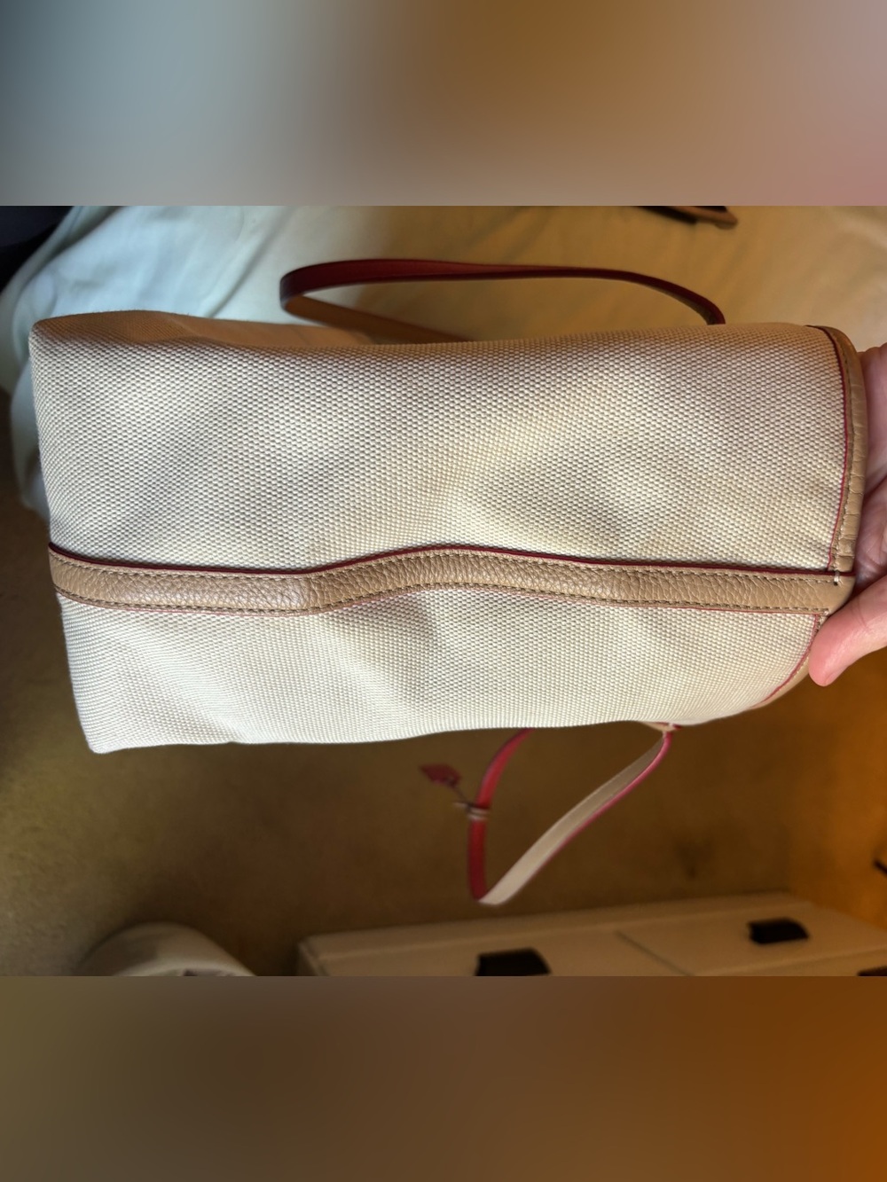 COACH Shoulder Zip Top Shopper Tote White Chalk HORSE CARRIAGE CANVAS - Picture 11 of 16